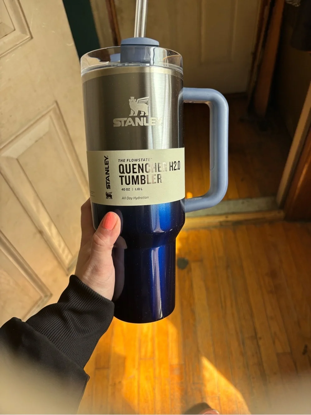 Stanley Quencher Tumbler with Handle - Navy Blue and Gray